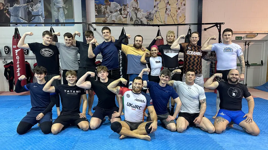 Daniel Strauss teaching a butterfly guard seminar at Praetorian MMA