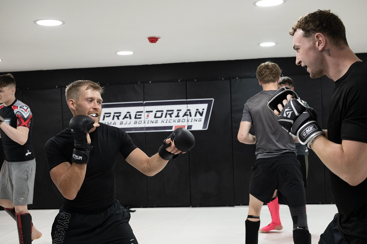 Praetorian MMA members training MMA striking skills during class
