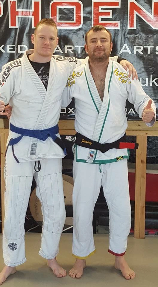 Rob Goodson as a Blue Belt alongside Jimmy Johnstone